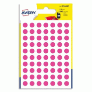 AVERY Lot de 10 Etui de 490 pastilles adhésives, diamètre 8 mm, coloris rose (7 feuilles / cdt) - 5014702087738