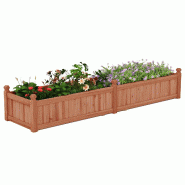 COSTWAY Bac surélevé en bois, avec séparateur, drainage et feutre non tissé, pour jardin et pelouse. - marron Bois massif SF6667OR