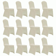 Décoshop26 - Housses élastiques de chaise Crème 12 pièces DEC022525 - beige 3001283269600