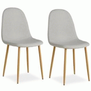 Décoshop26 - Lot de 2 chaises de salle à manger cuisine confortable et moderne en tissu gris pieds métal aspect bois CDS06104 - gris 3000430169602 Décoshop26 - Lot de 2 chaises de salle à manger cuisine confortable et moderne en tissu gris pieds métal aspect bois CDS06104 - gris 3000430169602