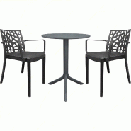 Ensemble de 2 fauteuils Matrix avec table ronde Spritz noire - noir plastique polypropylène 8050054388748