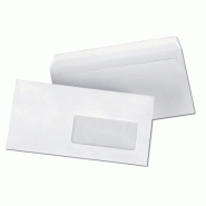 Enveloppe adhésive à fenêtre 110x220mm - carton de 500 enveloppes - Velin blanc - bande adhésive 80g