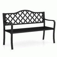 Helloshop26 - Banc de jardin 128 x 54 x 89 cm pour 2 à 3 personnes assise ergonomique ambiance cosy en métal noir 20_0010543 - 3000226229398