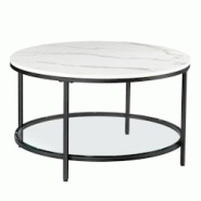 Helloshop26 - Table basse table de salon diamètre 80 cm table canapé apéro façon marbre support en verre trempé facile à assembler 12_0007498 - Helloshop26 - Table basse table de salon diamètre 80 cm table canapé apéro façon marbre support en verre trempé facile à assembler 12_0007498 -