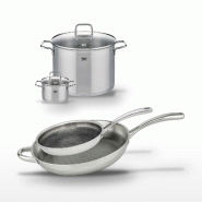 Lot de 2 Poêles 28/32cm en inox Elo Relief Evolution et 2 Faitouts 14/26cm - gris inox 3176239955194