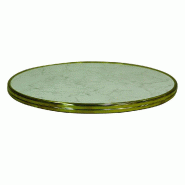 Plateau de table extérieur Classic Line Ø60cm décor Blanc Marbré cerclage laiton