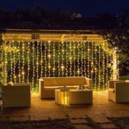 Rideau lumineux extérieur H3m x L1m 144 MaxiLED blanc chaud prolongeable 24V professionnel Lotti - jaune 8024199034471