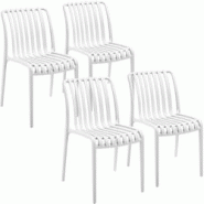 Tectake Chaises de jardin ALCUDIA - résistantes aux intempéries et empilables - Lot de 4 - blanc - plastique polypropylène - 406048 Tectake Chaises de jardin ALCUDIA - résistantes aux intempéries et empilables - Lot de 4 - blanc - plastique polypropylène - 406048