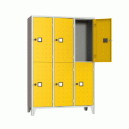 Vestiaire Roma 3 colonnes 2 cases gris / jaune