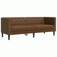 VidaXL Canapé à 3 places Chesterfield marron similicuir daim Modèle Wervelis - 372672