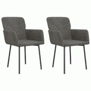 VidaXL Chaises à manger lot de 2 Gris foncé Velours Modèle Épure Royale - 344780