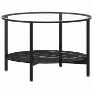 VidaXL Table à thé Noir et marbre noir 70 cm Verre trempé Modèle Orion Horizon - 331619XL