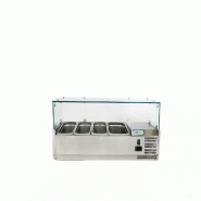 Vitrine réfrigérée avec verre. Capacité 3xGN1/3 + 1xGN1/2. Dimensions (LxPxH) 120x38x43,5 cm. ForCold by FIMAR G-VRX1200-380 - 224