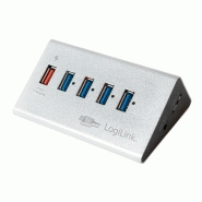 Hub USB 3.0 LogiLink UA0227 - 4 ports + 1 port de charge rapide - Argent Hub USB 3.0 LogiLink UA0227 - 4 ports + 1 port de charge rapide - Argent