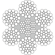 Câble composé de 6 torons extérieurs de 19 fils en assemblage SEALE - 6X19S-IWRC