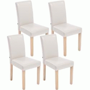 CLP Lot de 4 Chaises de salle à manger Ina similicuir avec pieds en Bois Crème/Nature - beige polyester 181502704 CLP Lot de 4 Chaises de salle à manger Ina similicuir avec pieds en Bois Crème/Nature - beige polyester 181502704
