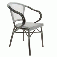 Fauteuil empilable d'extérieur en aluminium et textylène Biarritz coloris gris