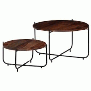 Helloshop26 - Ensemble de table basse lot de 2 bois massif 60 x 35 cm marron 02_0042120 - 3000213657166 Helloshop26 - Ensemble de table basse lot de 2 bois massif 60 x 35 cm marron 02_0042120 - 3000213657166