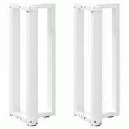 Helloshop26 - Lot de 2 pieds de table console en T 38 x 25 x 72 cm robustes avec niveleurs réglables en acier blanc 02_0057314 - blanc acier 30002399