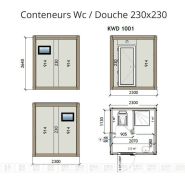 Kwd 1001 bungalow de chantier conteneur wc/douche 230x230 Kwd 1001 bungalow de chantier conteneur wc/douche 230x230
