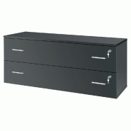 Meuble 2 tiroirs avec serrures - L120xP42xH51cm - couleur anthracite - aggloméré
