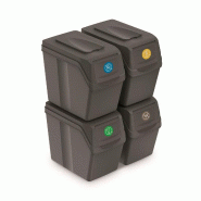 Prosperplast - Jeu de 4 poubelles de recyclage 80L Sortibox en plastique de couleur grise - gris plastique ZA1286