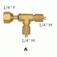 Raccords T de service frigo 1/4" et 5/16" - 1/4" M - 1/4" F - 1/4"M