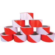 Rubalise rouge et blanc 50 mm x 100 m - Ruban de signalisation de chantier,  travaux, balisage - périmètre de sécurité - zone de danger - marque