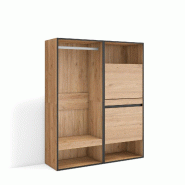 SKRAUT HOME Armoire Vestiaire ouvert, 120x145x35 cm, Chambre à coucher, pièce, Meuble à Chaussures, Chêne - beige Bois manufacturé 436_2