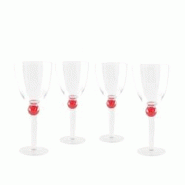 Aulica Verres à vin avec pied en diamant rouge - lot de 4 - rouge 760701 Aulica Verres à vin avec pied en diamant rouge - lot de 4 - rouge 760701