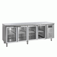 Comptoir pour saladette réfrigéré CK7410G 4 portes vitrées GN1/1 Inox TEFCOLD