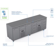 Comptoir réfrigéré en acier inoxydable -2400 × 660 × 900 mm - CST-24-101404 Comptoir réfrigéré en acier inoxydable -2400 × 660 × 900 mm - CST-24-101404