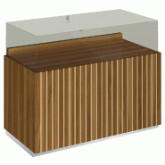 Comptoir T03 vitrine 4 Faces et MDF naturel+olivier - 120x60x93cm