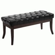Décoshop26 - Banc design Chesterfield 100 cm avec coutures décoratives PVC noir piétement en bois foncé 10_0003670 - Bois massif 3000251705751 Décoshop26 - Banc design Chesterfield 100 cm avec coutures décoratives PVC noir piétement en bois foncé 10_0003670 - Bois massif 3000251705751
