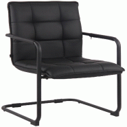 Décoshop26 - Chaise visiteur fauteuil de bureau sans roulettes en synthétique noir cadre métal noir BUR10479 - noir métal 3001085969609