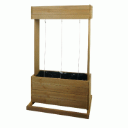 Décoshop26 - Jardinière sur pied avec treillis 145 cm carré potager 2 bacs 100L bâche incluse support plantes grimpantes bois sapin 04_0010261 - B