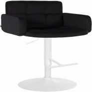Décoshop26 - Tabouret de bar x1 avec accoudoirs et repose-pieds en velours couleur noir cadre en métal blanc 10_0006524 - blanc métal 3000265620859