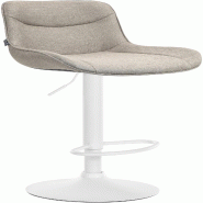 Décoshop26 - Tabouret de bar x1 pivotant forme ergonomique surpiqûres décoratives en tissu taupe cadre en métal blanc 10_0005762 - blanc métal 30