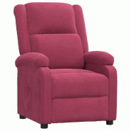 Fauteuil inclinable rouge bordeaux velours Modèle Perviane - 342404