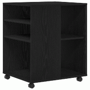 Helloshop26 - Armoire de rangement moderne avec roues 60 x 53 x 73 cm pratique minimaliste bureau en bois d'ingénierie noir 02_0051909 - noir Bois ma