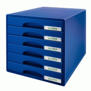 LEITZ Bloc de classement Plus, 6 tiroirs, en polystyrène choc, coloris bleu - bleu 52120035_0