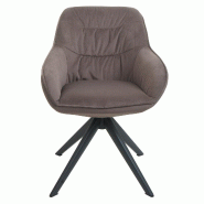 Mendler Lot de 6 chaises de salle à manger HWC-K28, chaise de cuisine chaise rembourrée avec accoudoirs, pivotante, métal ~ tissu/textile marron -