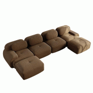 Merax Canapé modulaire en corde 4 places avec 2 tabourets, canapé nuage sans cadre, près du sol avec assise profonde, peut également être utilis�