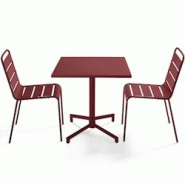 Oviala Business Ensemble table 70 cm et 2 chaises de jardin en métal pourpre - violet acier 114660_0