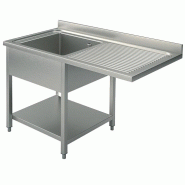 Plonge inox sur piètement avec étagère inférieure 1 bac à gauche 14... - PSLG1LD14660