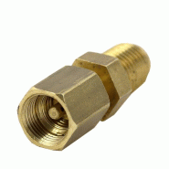 Raccord pour bouteille de R600a et R290 - 7/16" 20 UNEF (femelle) - 1/4" SAE (mâle)