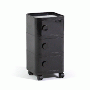 RATTATAN Meuble de rangement, 3 compartiments et roulettes en ABS, meuble moderne avec portes à fermeture magnétique pour salon, chambre et bureau �_0