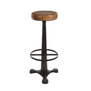 TABOURET DE BAR VALONA EN CUIR / MARRON