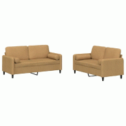 VidaXL Ensemble de canapés 2 pcs avec coussins marron velours Modèle Nova Vintage Plus - 3202001
