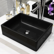 Vidaxl lavabo céramique rectangulaire noir 41 x 30 x 12 cm 142734